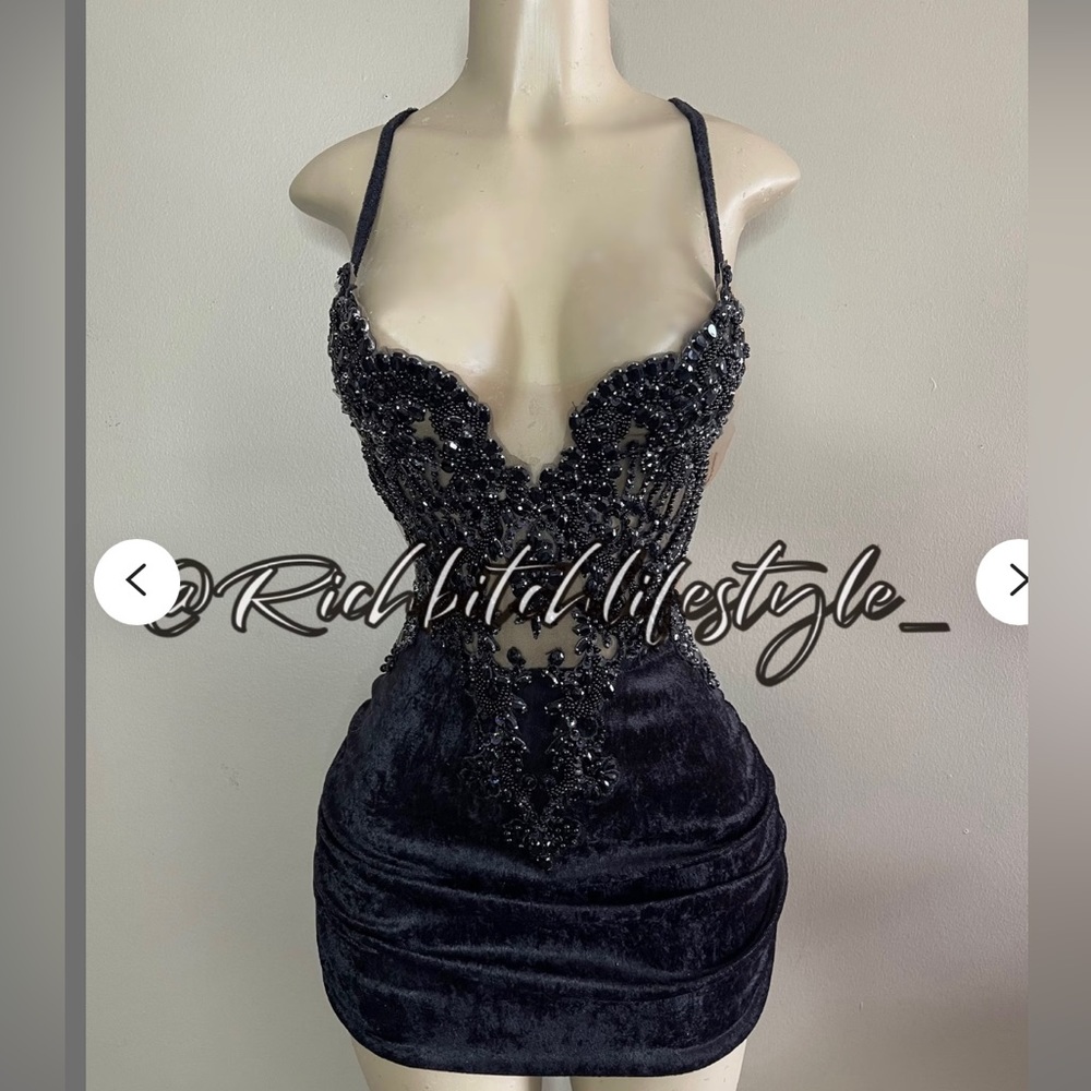 The " Kellie " crystal halter top dress